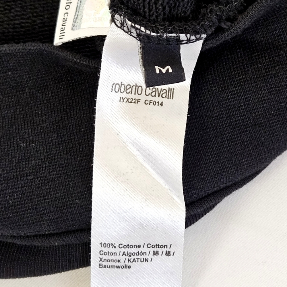 Roberto Cavalli Sport Racing Stripe Sweatshirt Black and Yellow Size Medium - Picture 8 of 10